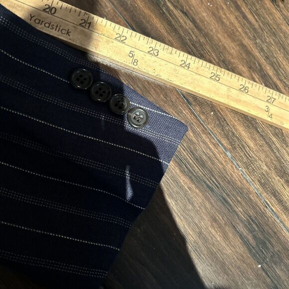 Polo Ralph Lauren Mens 40R Linen Wool Blue Pinstriped Blazer Made In Italy - Picture 10 of 10